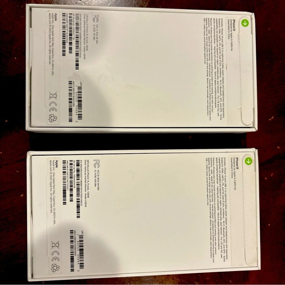 Lot of 2 Original Box for Apple iPhone 14 - Space Pink